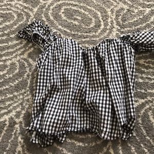 Plaid off the shoulder top